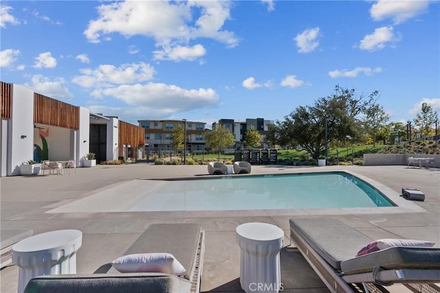 view of pool featuring a patio