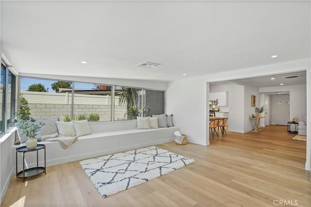 living room featuring light hardwood / wood-style flooring