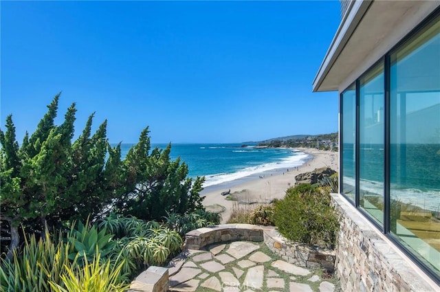 water view with a view of the beach