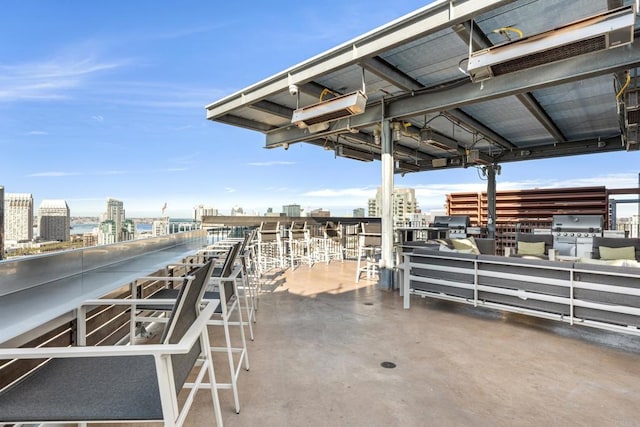 view of patio featuring a grill