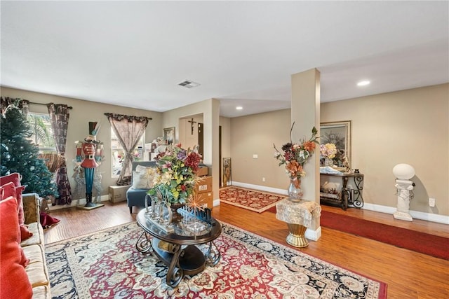 living room featuring hardwood / wood-style flooring