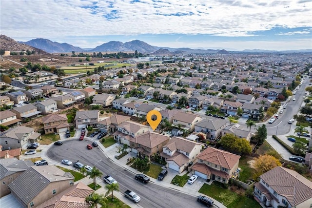 drone / aerial view with a mountain view