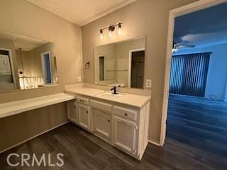 bathroom featuring hardwood / wood-style floors and vanity