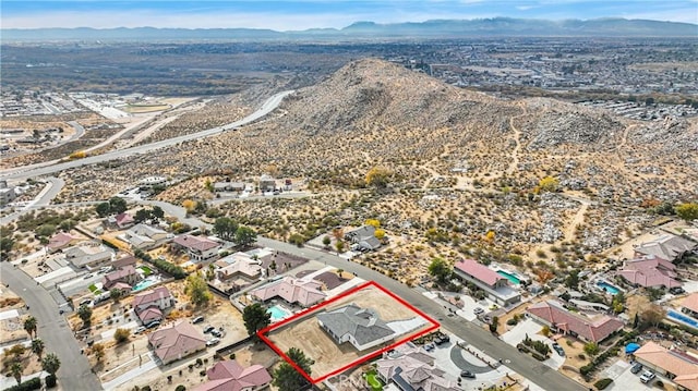 aerial view with a mountain view