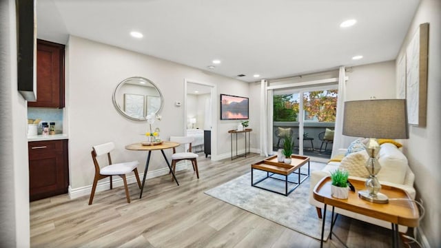 living room featuring light hardwood / wood-style flooring