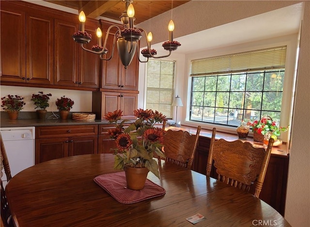 dining space with a chandelier