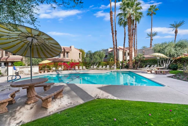 view of pool featuring a patio area