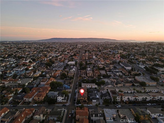 view of aerial view at dusk