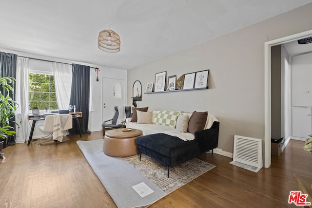 living room with hardwood / wood-style floors