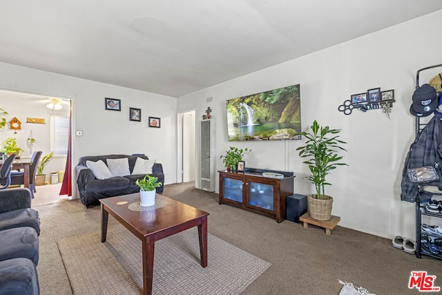 living room featuring carpet