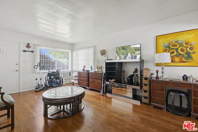 living area featuring hardwood / wood-style flooring