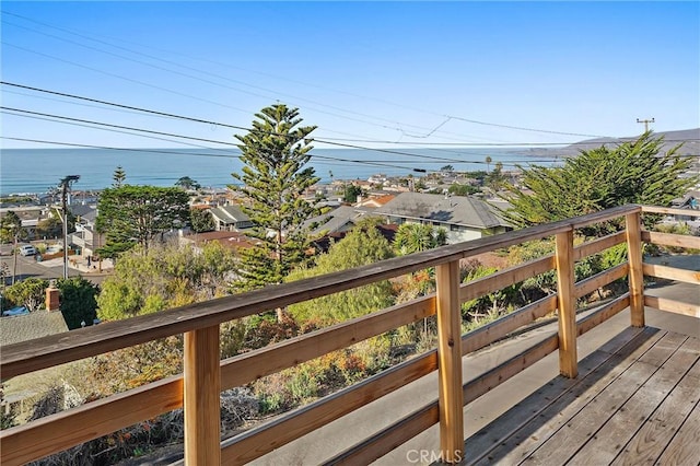 deck with a water view