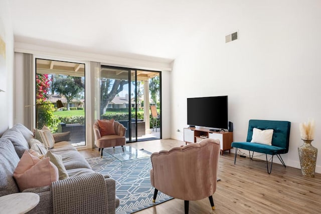 living room featuring light hardwood / wood-style floors