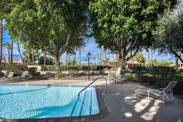 view of pool featuring a patio