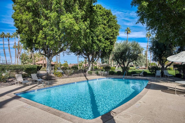 view of swimming pool with a patio area