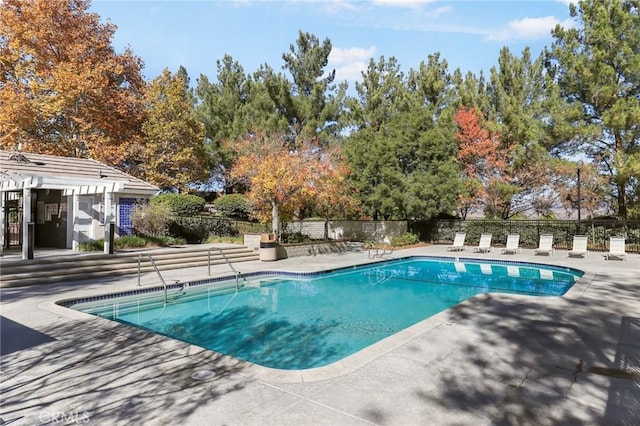 view of pool featuring a patio area