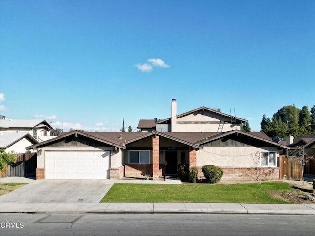 view of front facade featuring a front yard and a garage