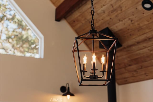 interior details with beam ceiling and wooden ceiling