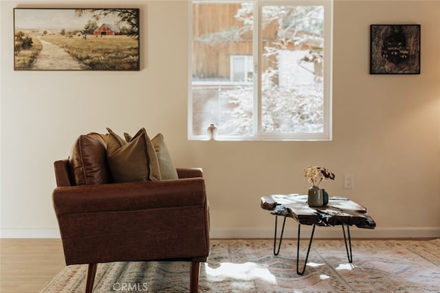 living area featuring hardwood / wood-style floors and plenty of natural light