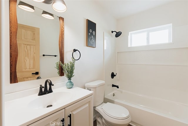 full bathroom with vanity, toilet, and bathtub / shower combination