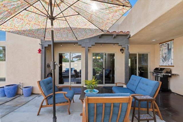 view of patio / terrace with outdoor lounge area and area for grilling