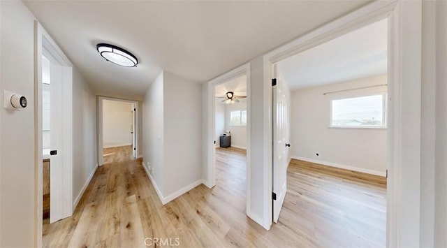 hall featuring light wood-type flooring