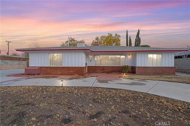 view of front of home with a patio