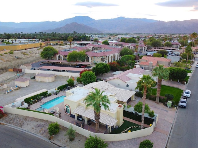 drone / aerial view with a mountain view