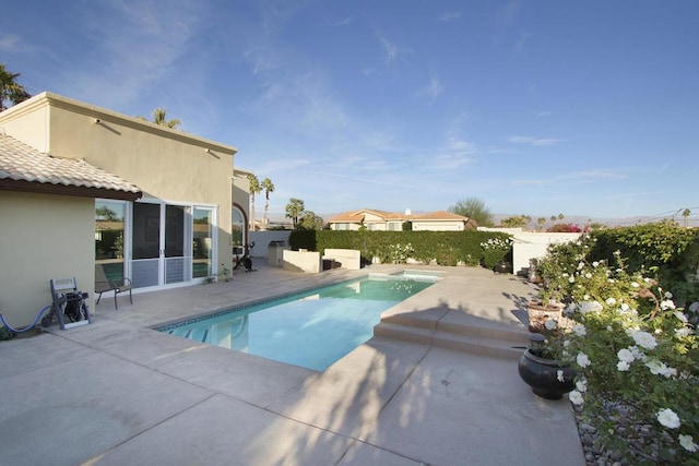 view of swimming pool with a patio