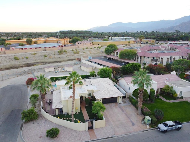 aerial view with a mountain view