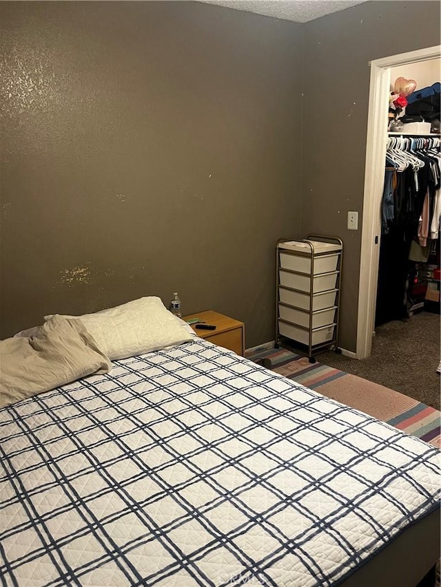 carpeted bedroom with a closet