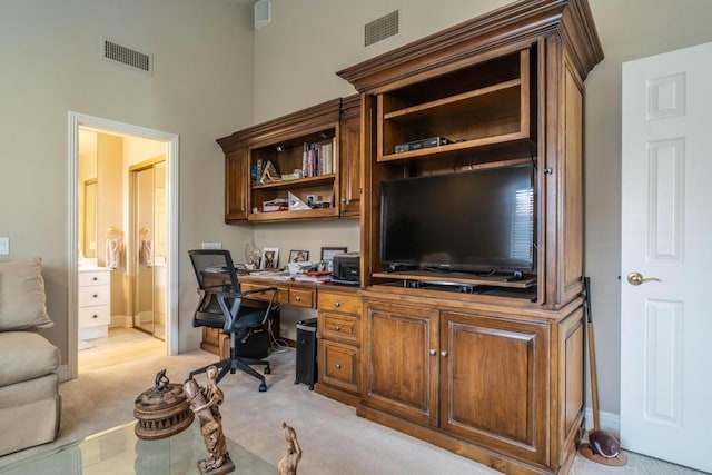 view of carpeted office space