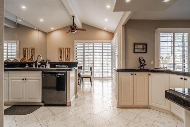 kitchen with white cabinetry, dishwasher, and sink