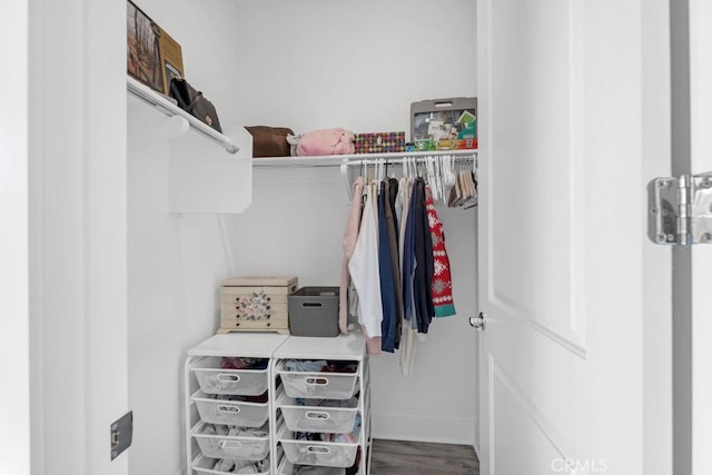 spacious closet featuring hardwood / wood-style floors