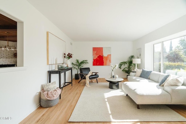 living room with hardwood / wood-style flooring