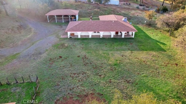 drone / aerial view featuring a rural view