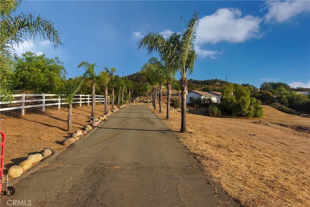 view of road with a rural view