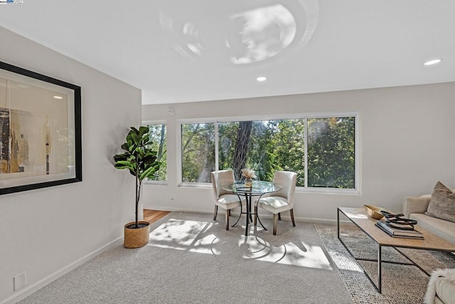 living room with light colored carpet and a wealth of natural light