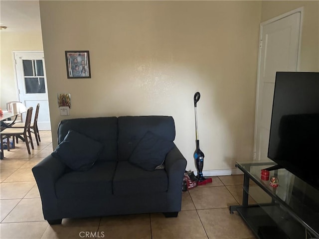 living room featuring light tile patterned floors