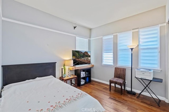 bedroom with wood-type flooring