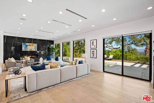 living room with light wood-type flooring