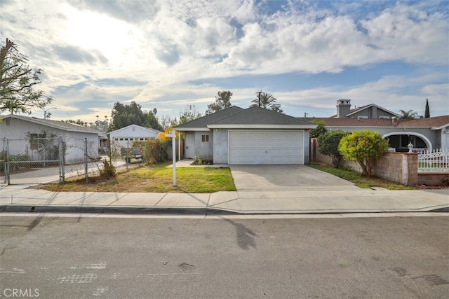 single story home with a garage