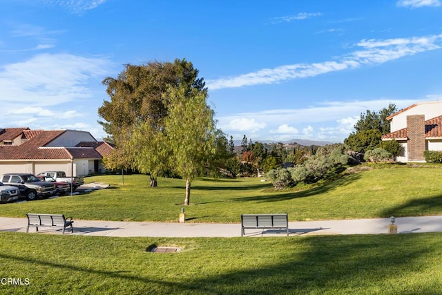 view of home's community with a lawn