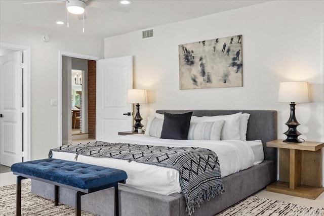 bedroom featuring ceiling fan