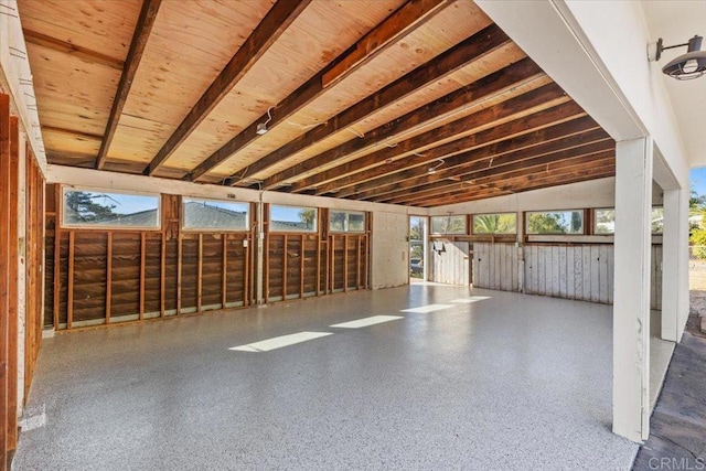 misc room with lofted ceiling