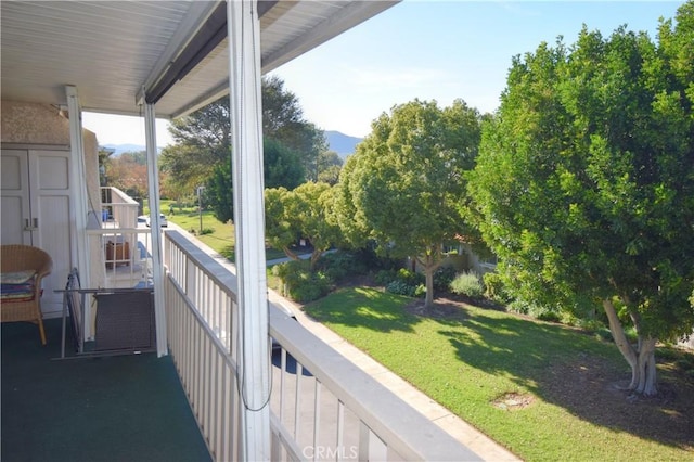 balcony with a mountain view