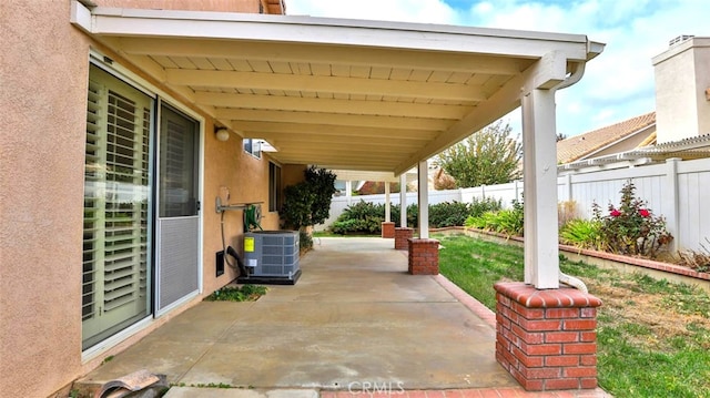 view of patio featuring central AC unit