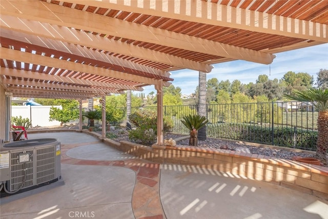 view of patio with a pergola and central AC unit