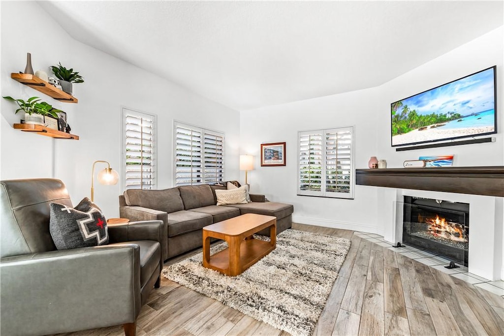 living room featuring light hardwood / wood-style floors