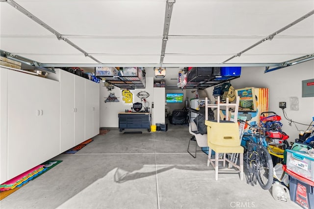 garage with a garage door opener